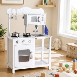Durable Wooden Kitchen Play Set for Kids Cooking Fun