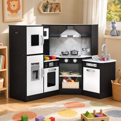 Quality Kids Wooden Kitchen Playset with 29pc Food Set