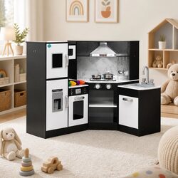 High-Quality Kids Wooden Play Kitchen Set with Sound Effects