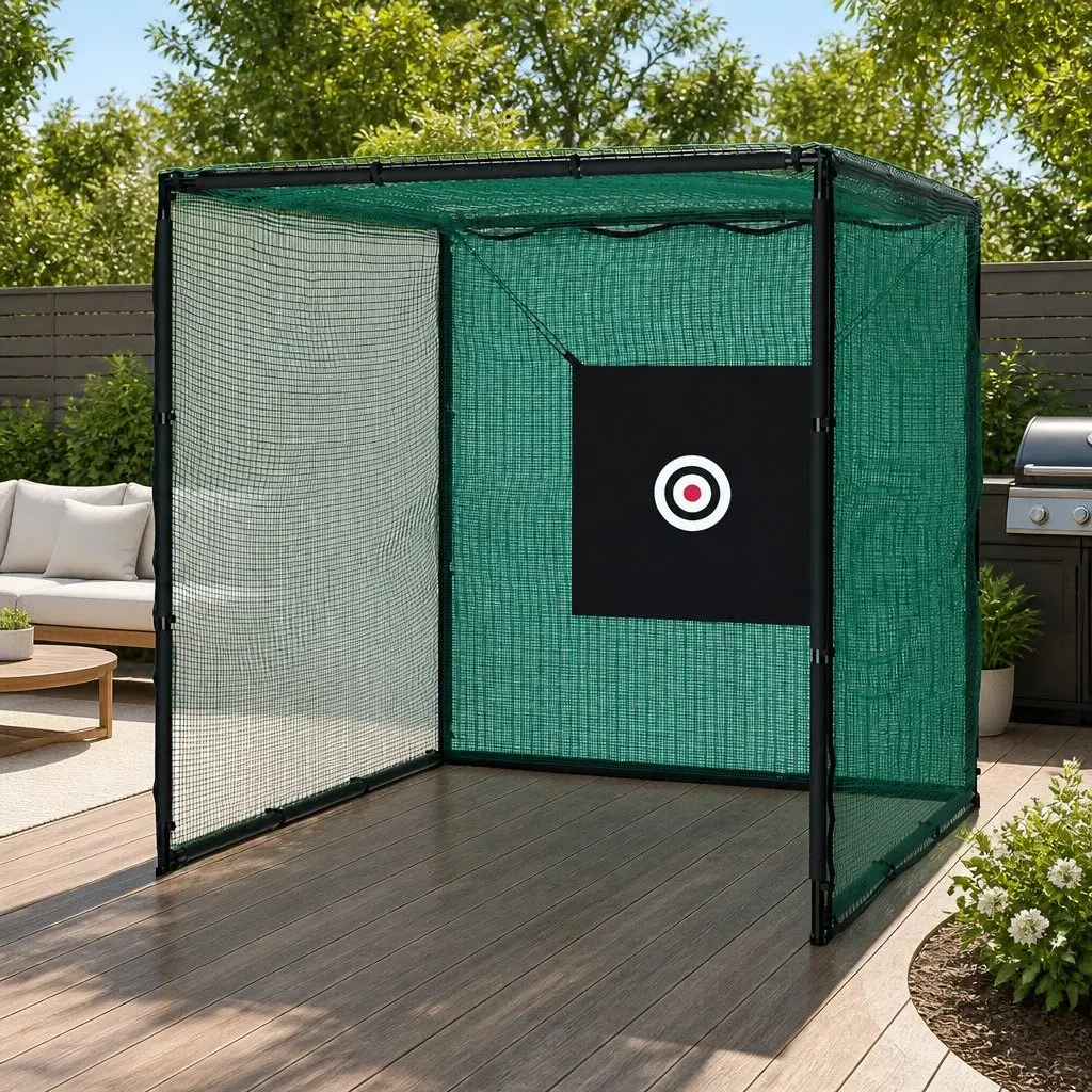 Golf Practice Net Cage Steel Frame 3m Black Green