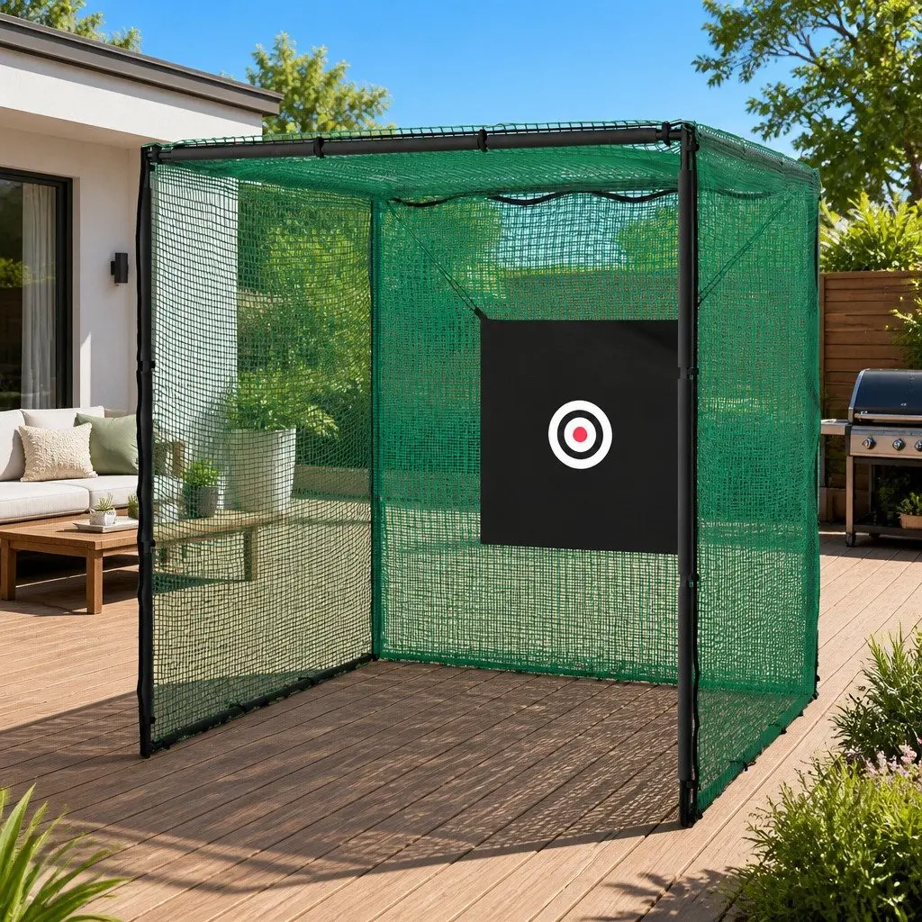 Golf Practice Net Cage Steel Frame 3m Black Green