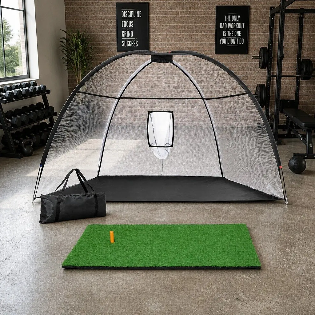Golf Practice Net Polyester 3.5m Black Golf Practice Mat 80x60cm Green