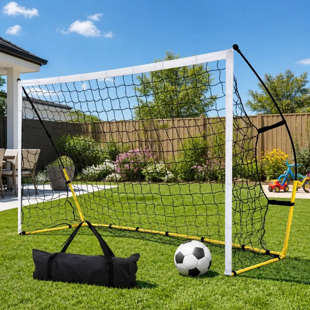 Portable Soccer Goal Net Powder-Coated Steel 2.4m Yellow White