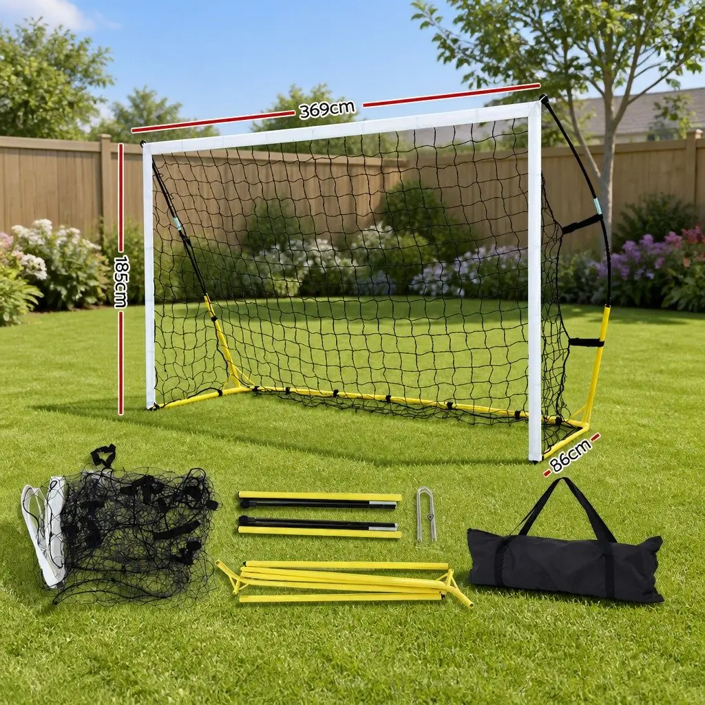 Portable Soccer Goal Net Powder-coated Steel 3.6m Yellow White