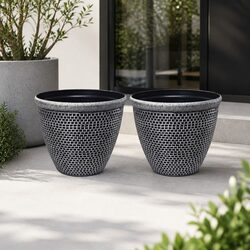 Durable Outdoor Garden Planter Set of 2 Plastic Pots 30cm