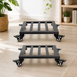 Plant Pot Trolley Caddy Stand with 360° Lockable Caster Wheels Indoor Outdoor