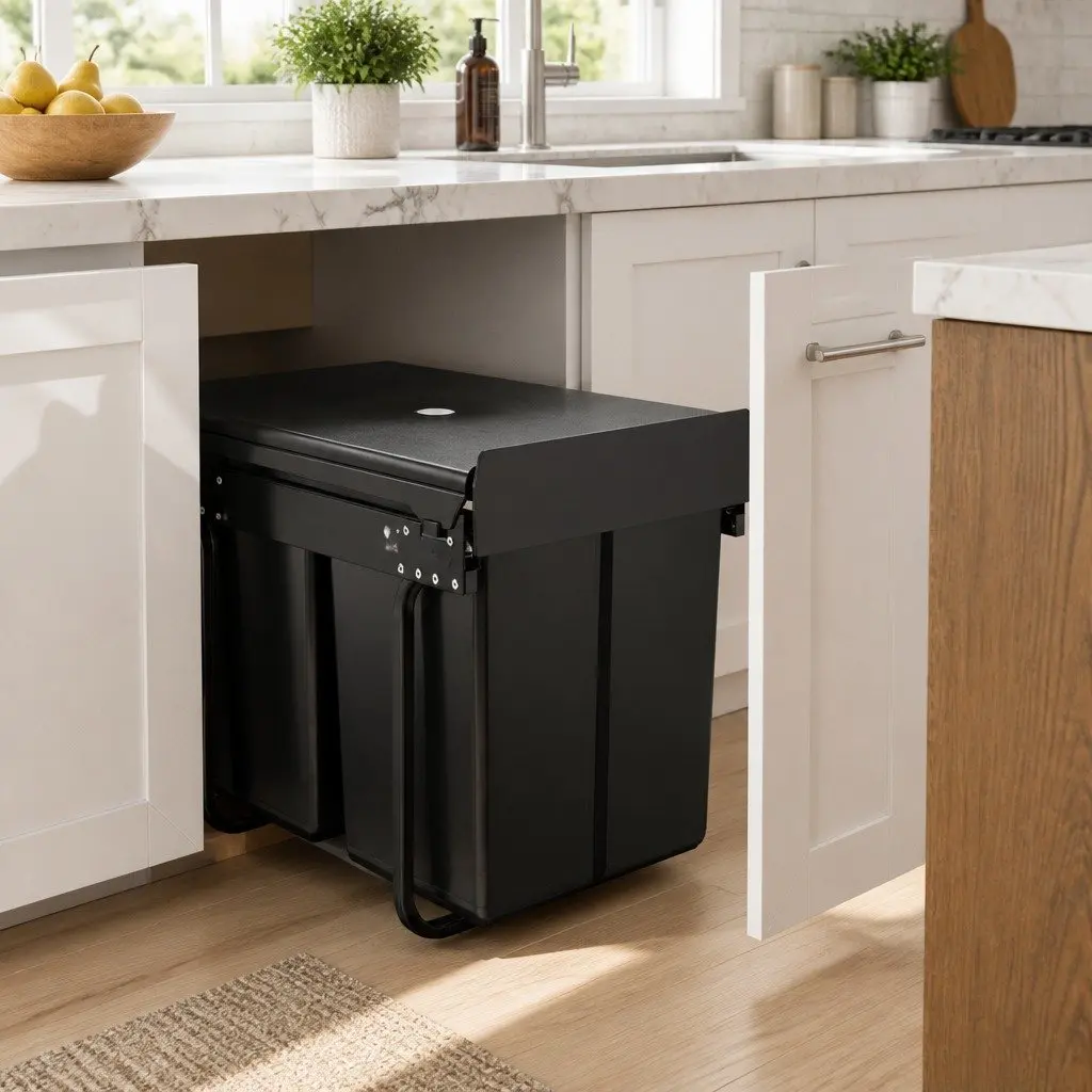 Double Basket Pull-Out Bin for Kitchen Waste