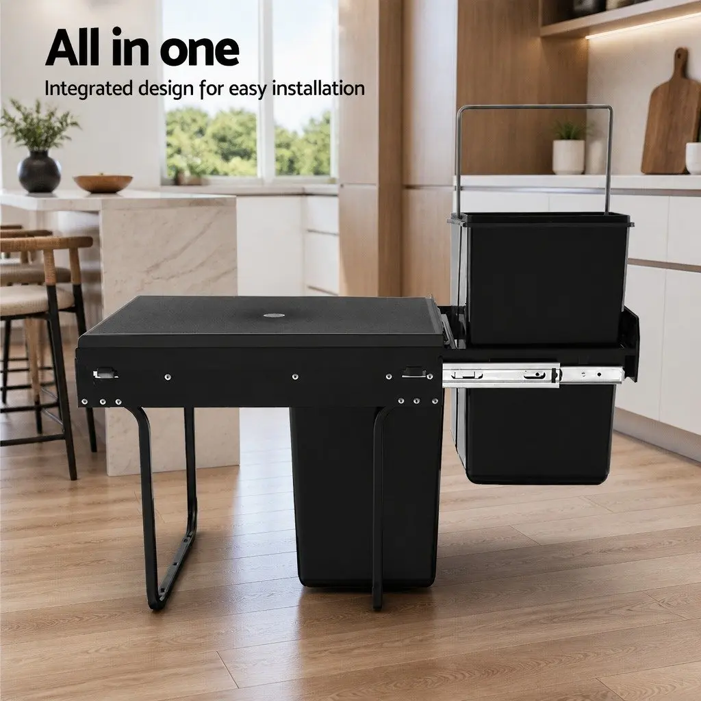 Double Basket Pull-Out Bin for Kitchen Waste