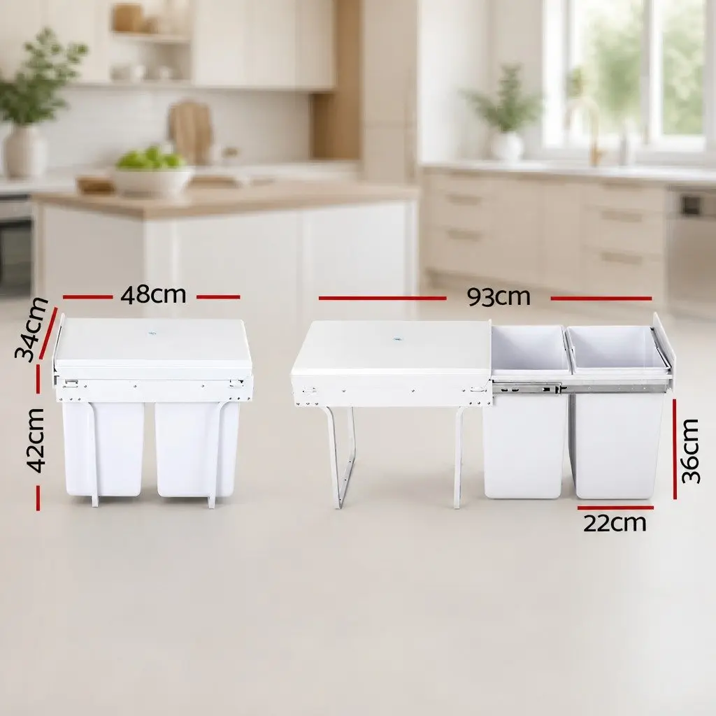 Double Basket 20L Pull Out Waste Bin for Kitchen