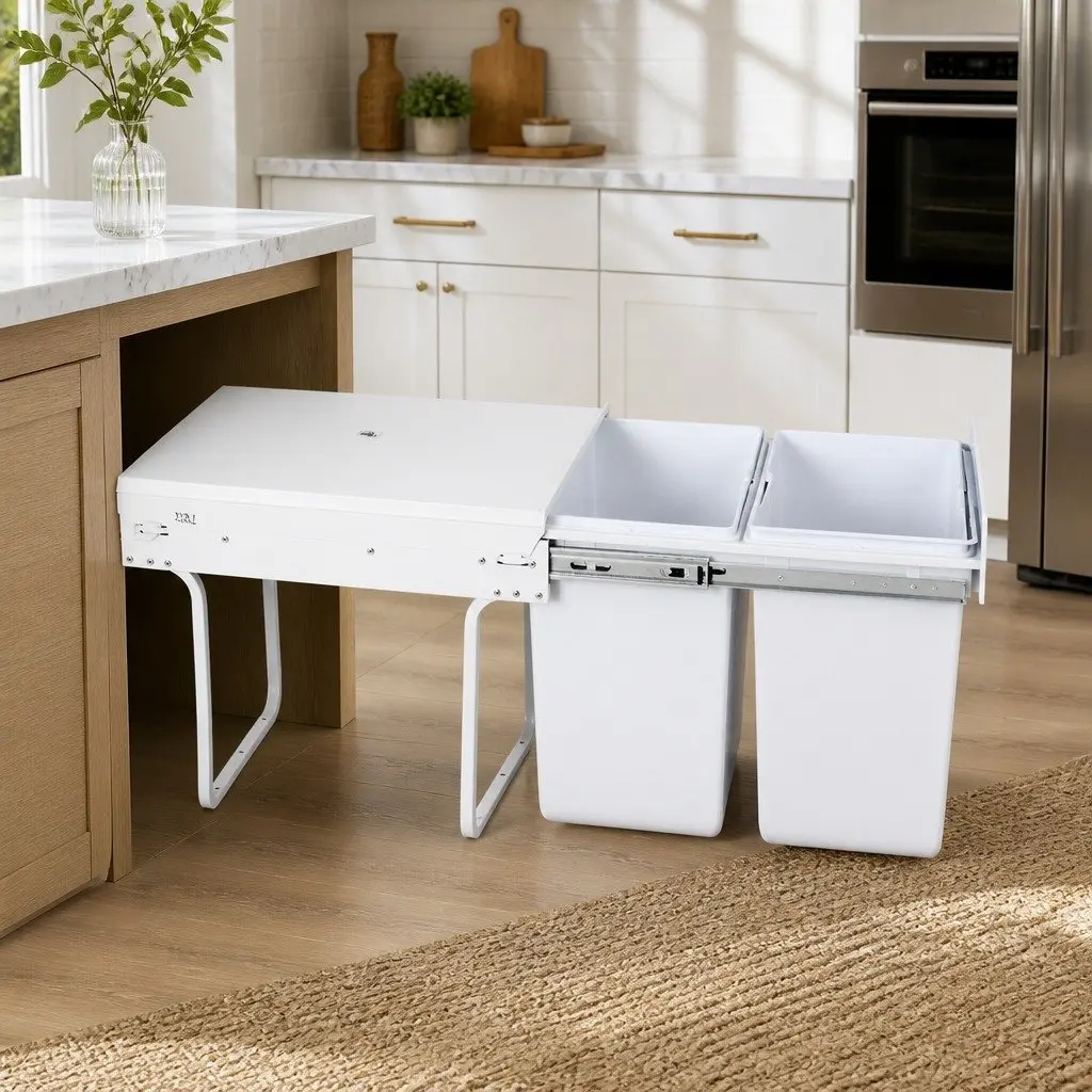 Double Basket 20L Pull Out Waste Bin for Kitchen