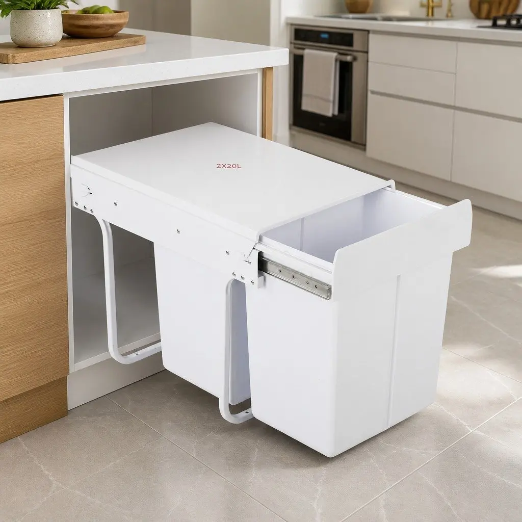 Double Basket 20L Pull Out Waste Bin for Kitchen