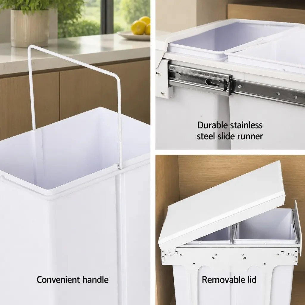 Double Basket 20L Pull Out Waste Bin for Kitchen