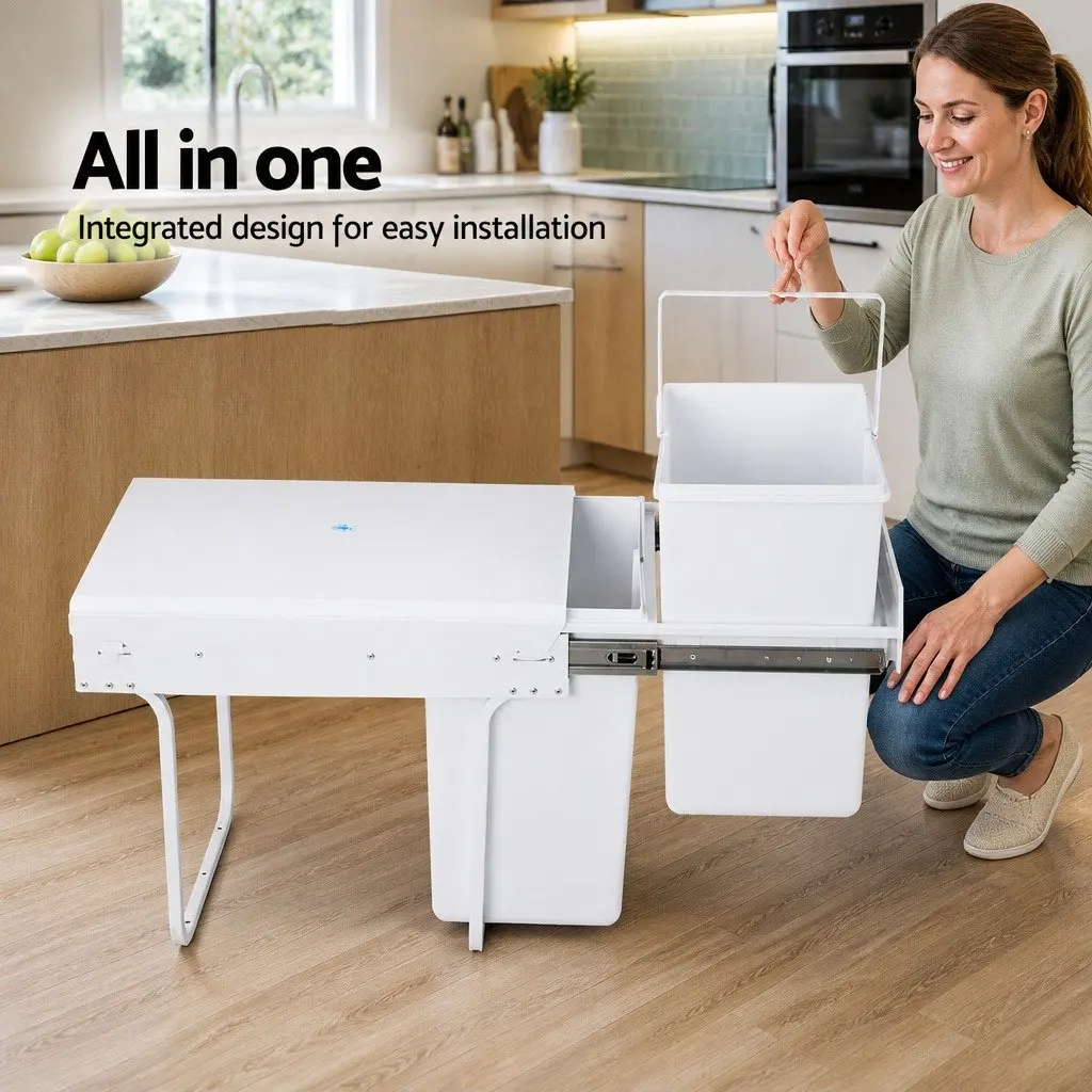 Double Basket 20L Pull Out Waste Bin for Kitchen