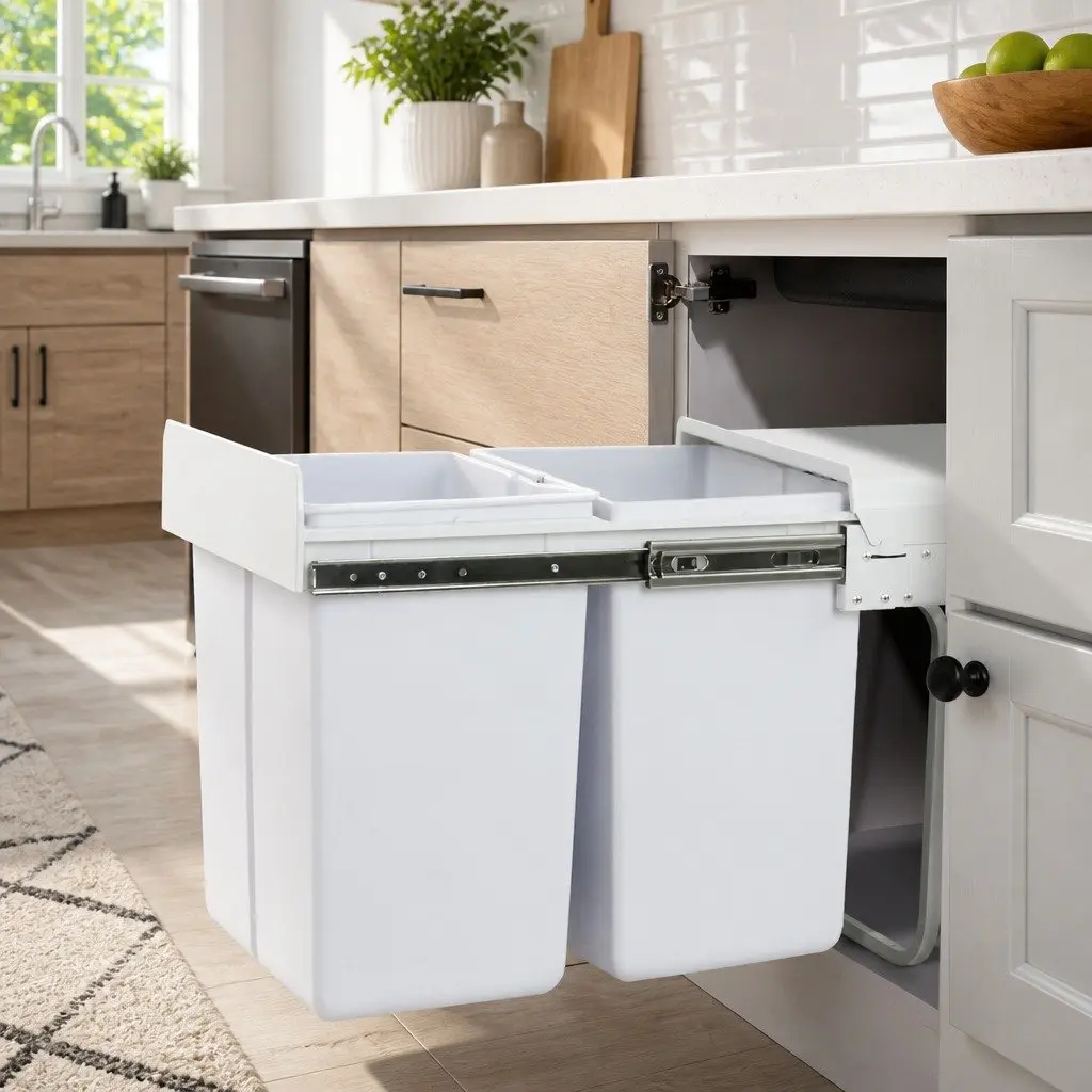 Double Basket 20L Pull Out Waste Bin for Kitchen
