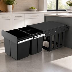 Triple Slide Garbage Bin with Removable Lids - 31L