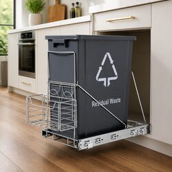 Pull Out Bin Kitchen Cabinet Slide Garbage Rubbish Waste Basket 40L Storage