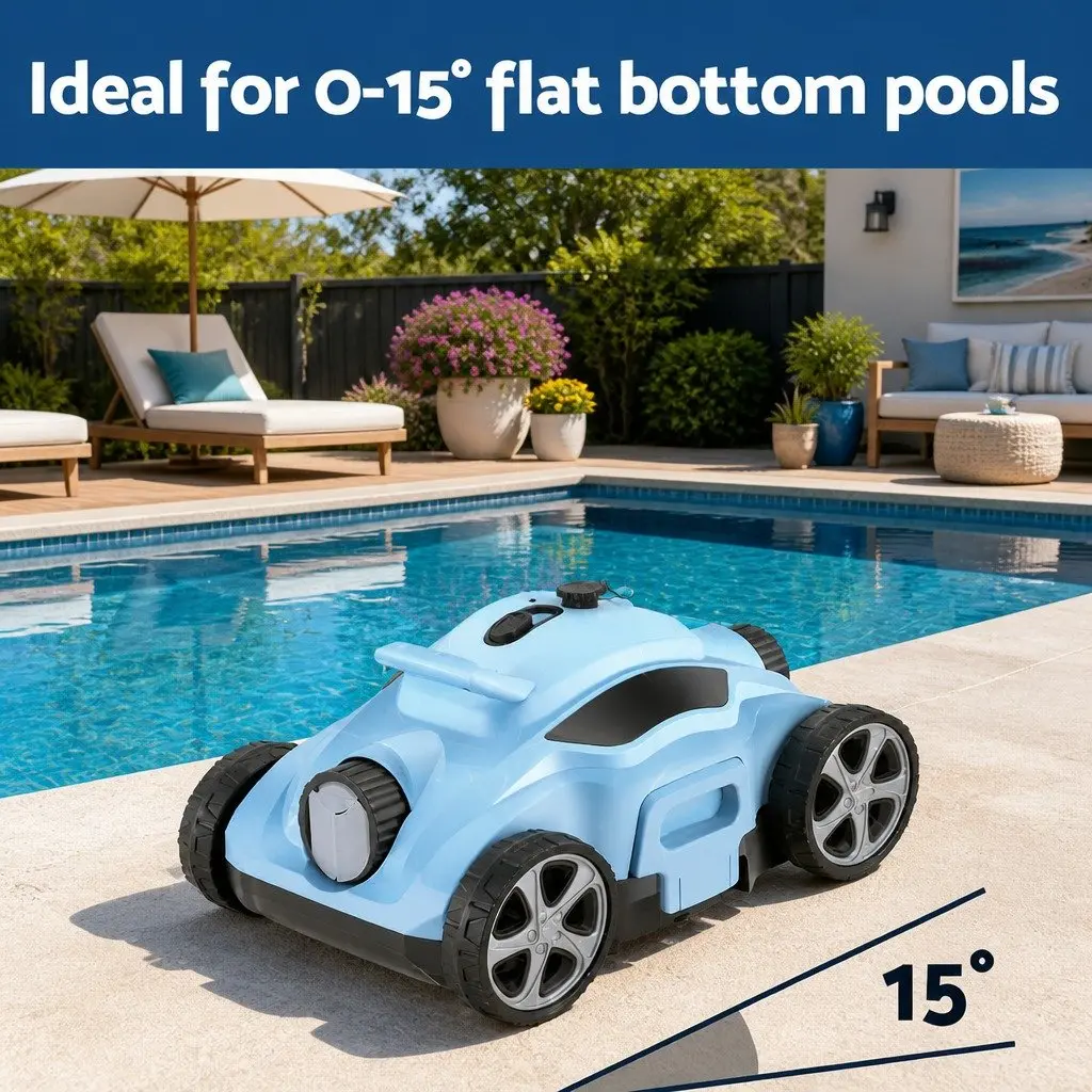 Robotic Pool Cleaner Automatic Cordless Floor Vacuum Robot Swimming Blue
