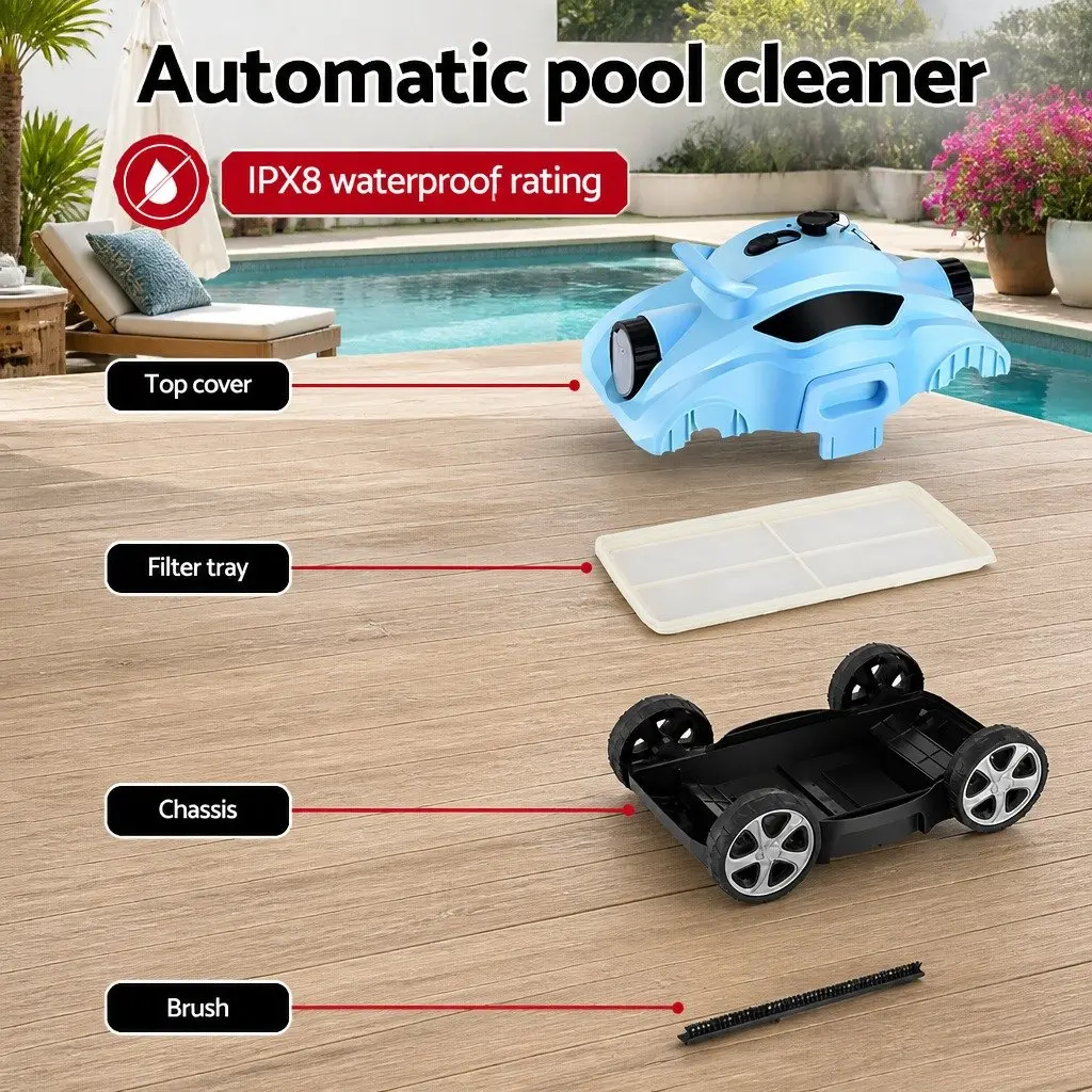 Robotic Pool Cleaner Automatic Cordless Floor Vacuum Robot Swimming Blue