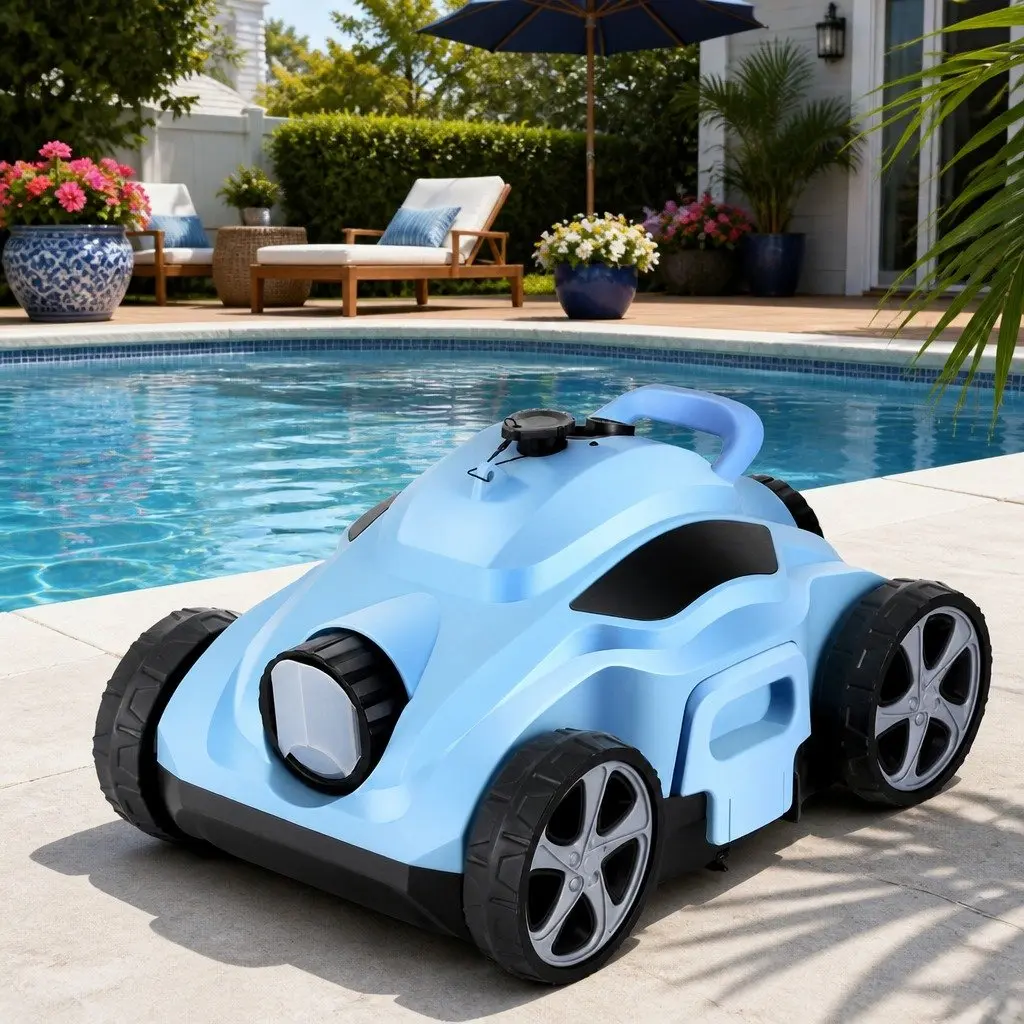 Robotic Pool Cleaner Automatic Cordless Floor Vacuum Robot Swimming Blue