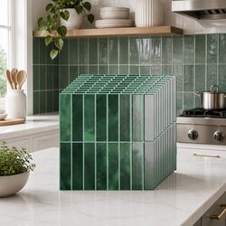 Self-Adhesive 3D Green Subway Wall Tiles for Modern Spaces