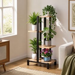 Sturdy 4-Tier Metal Frame Plant Stand for Indoor/Outdoor