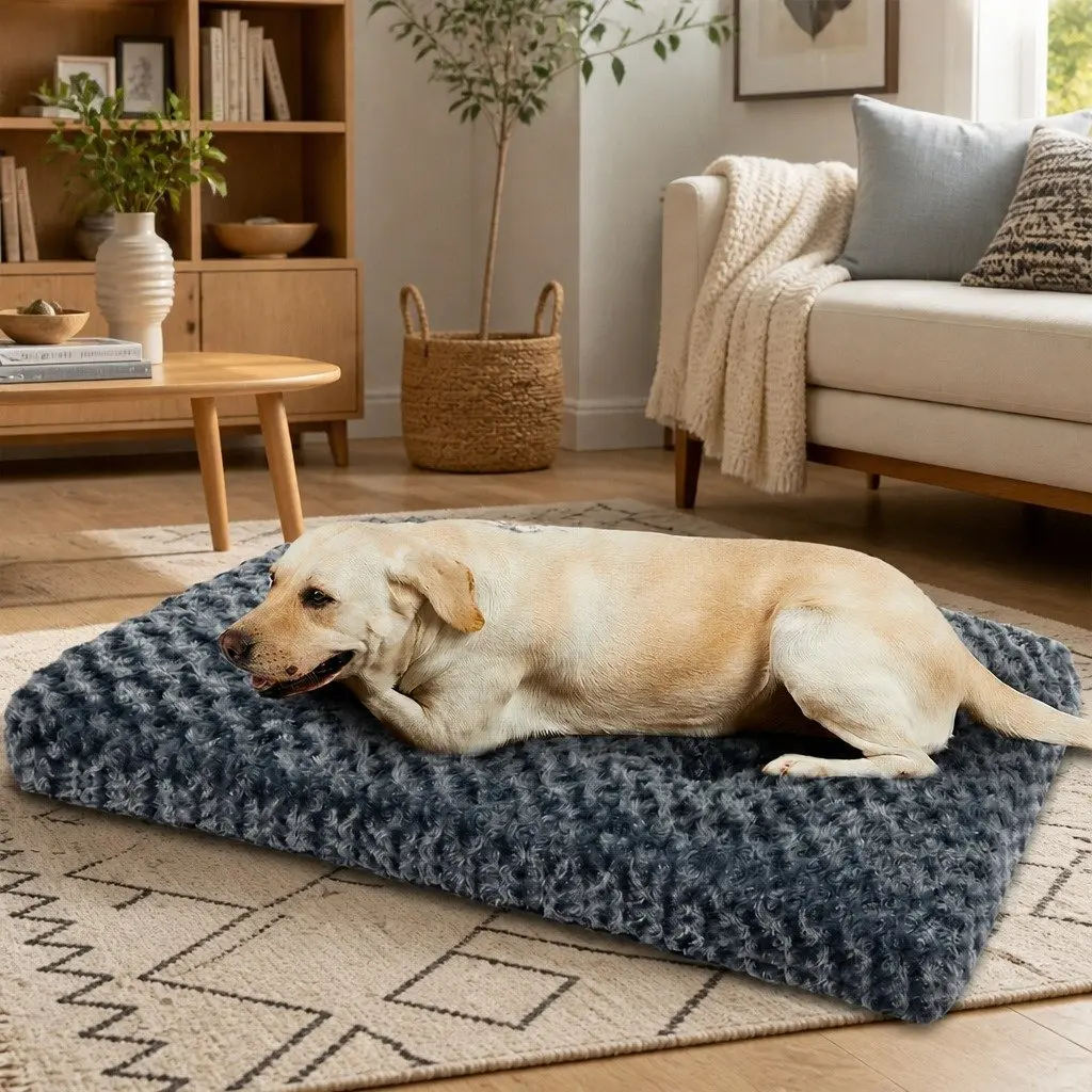 Dog Bed Plush Velvet 104cm x 66cm Grey