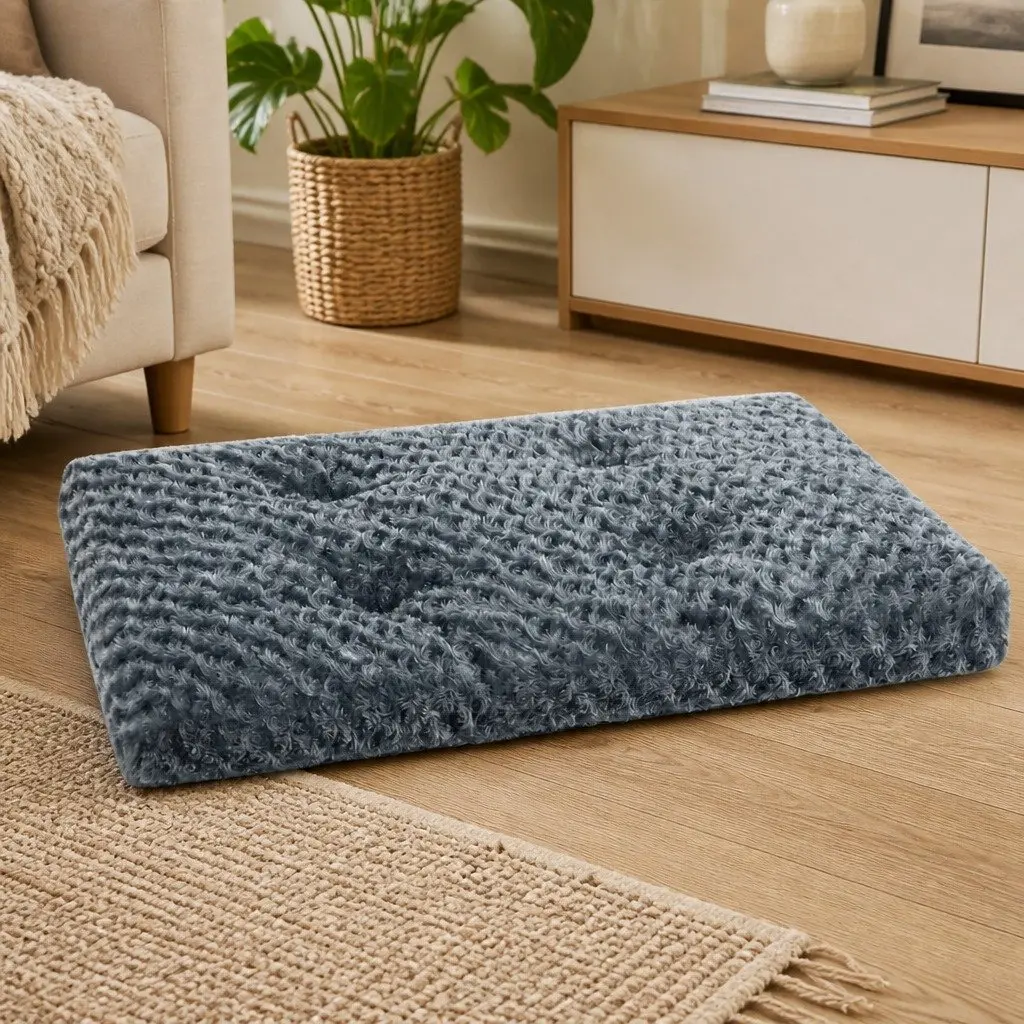 Dog Bed Plush Velvet 104cm x 66cm Grey