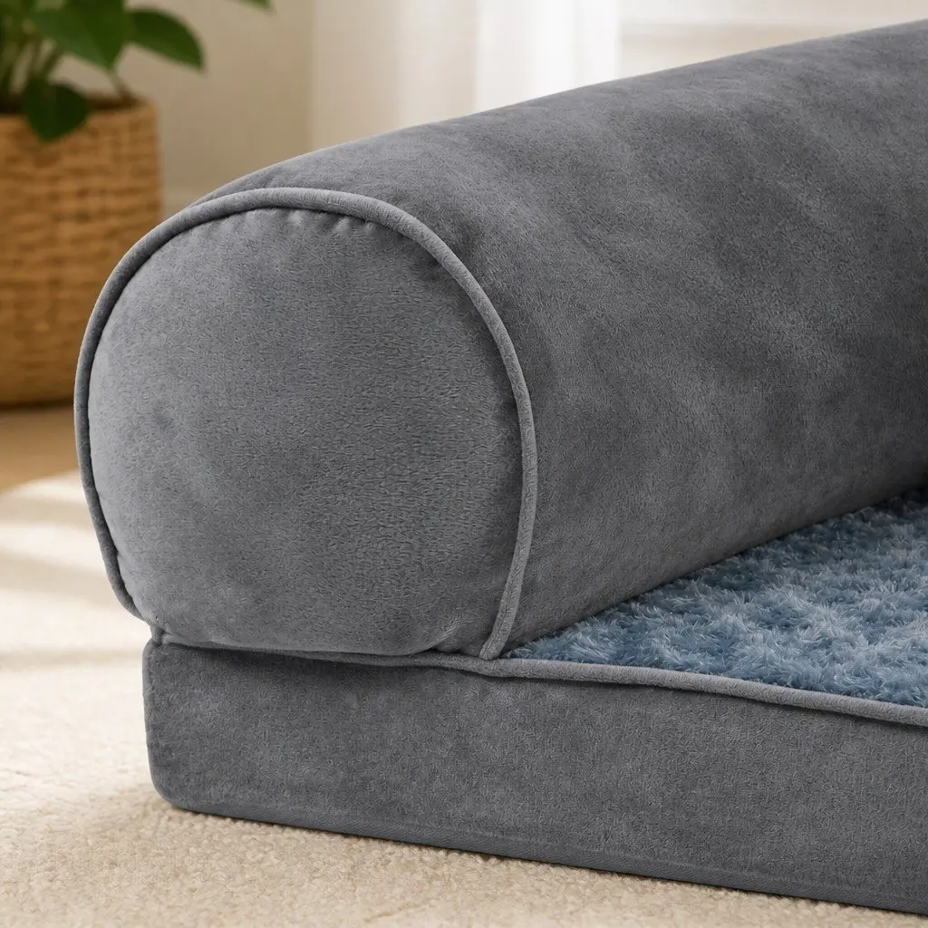Large Grey Orthopaedic Memory Foam Pet Bed Sofa