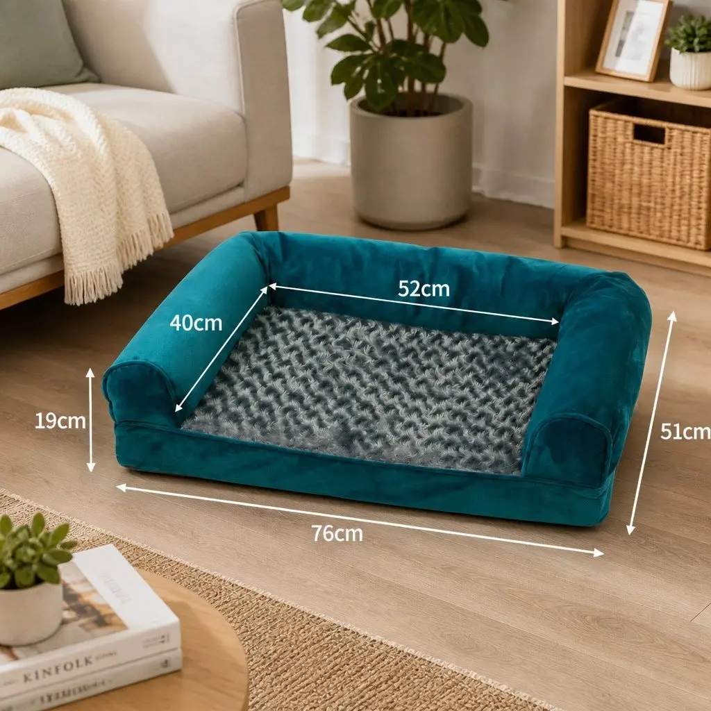 Orthopaedic Memory Foam Dog Bed Sofa in Blue/Grey