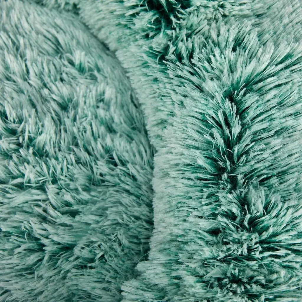Dog Bed Cover Plush Large Teal Removable Donut Shape