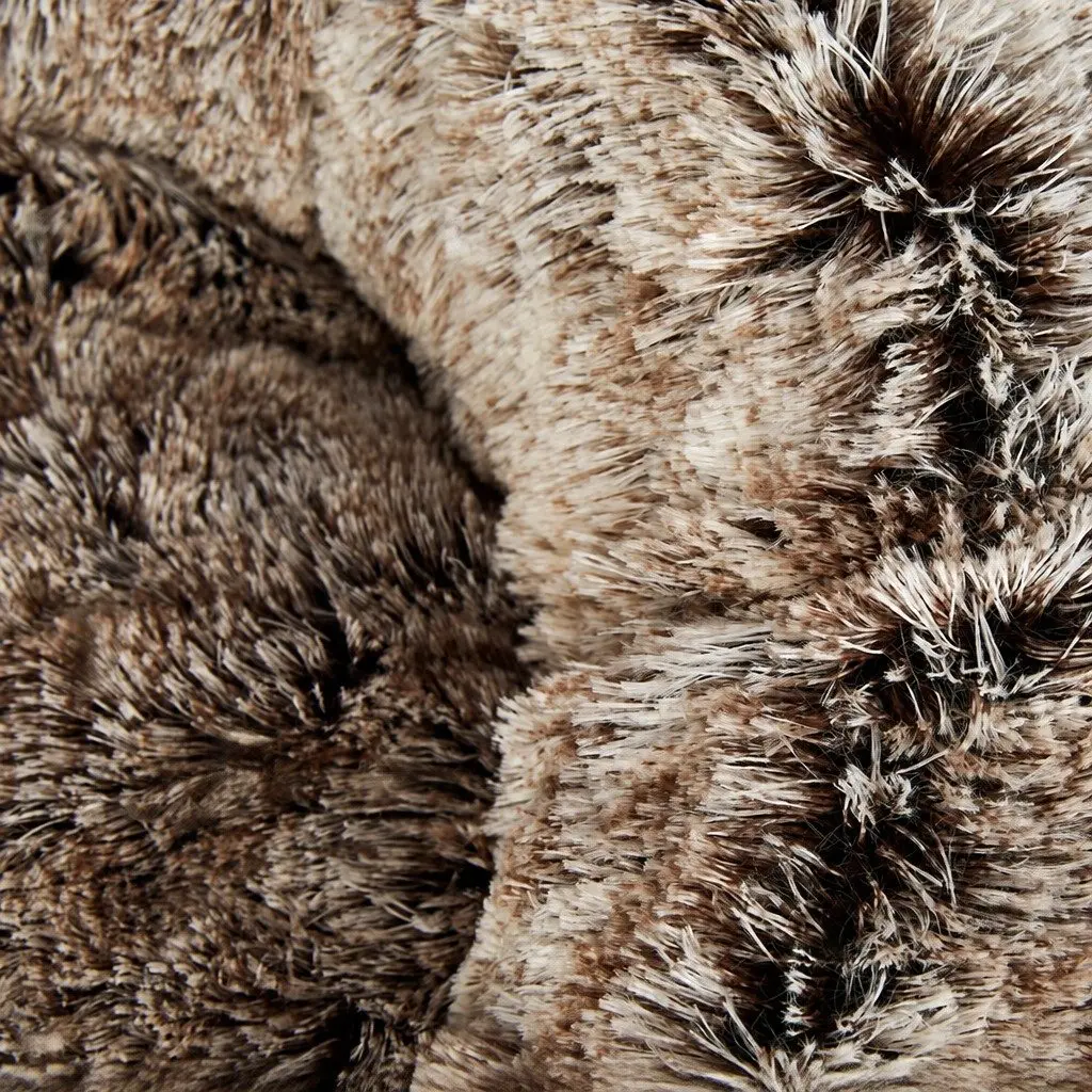 Pet Bed Plush Large Brown Donut Nest Cushion