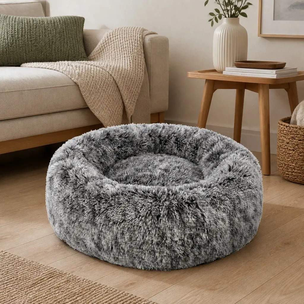 Calming Large Donut Nest Pet Bed with Non-slip Bottom