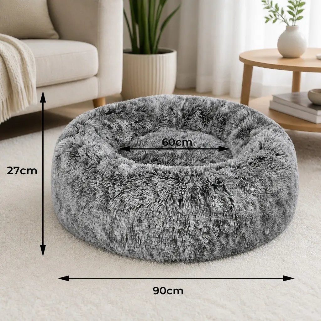 Calming Large Donut Nest Pet Bed with Non-slip Bottom