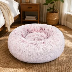 Calming Donut Pet Bed for Dogs and Cats with Raised Rim