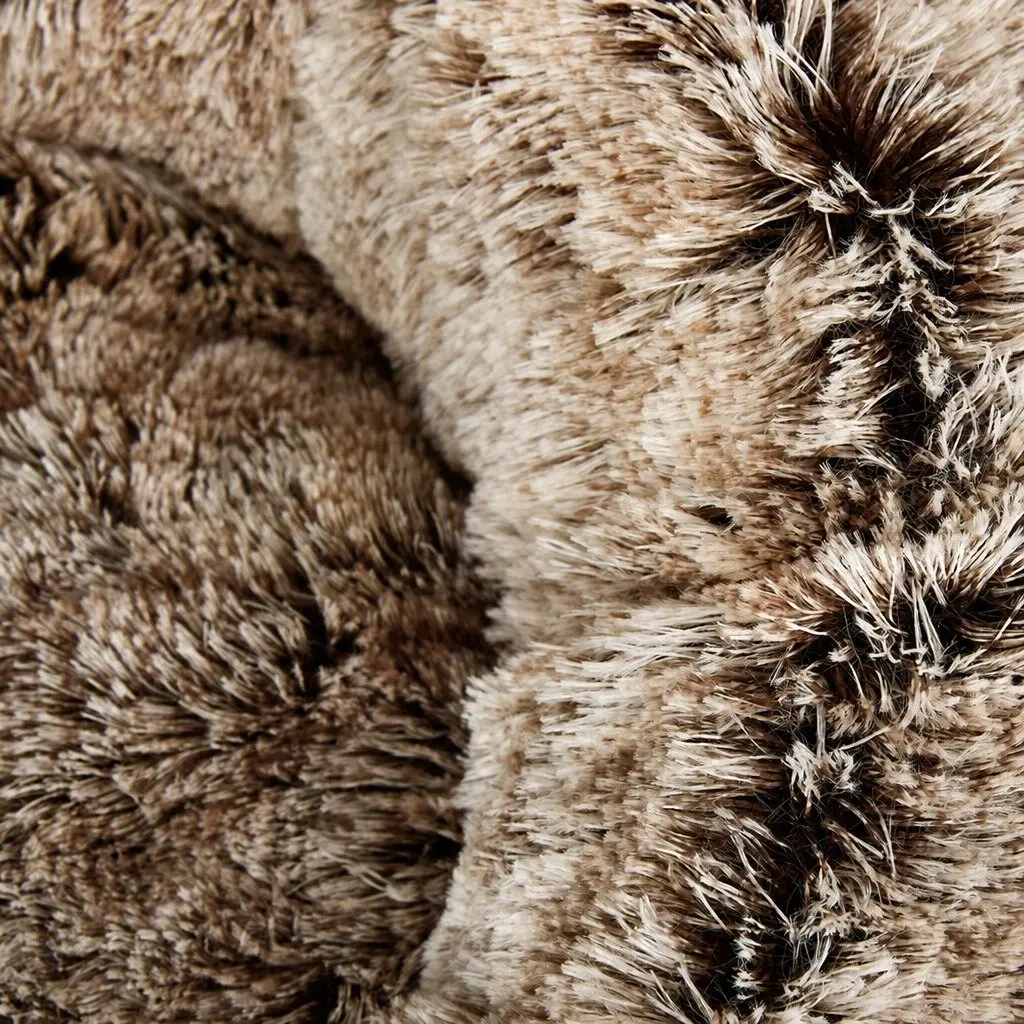 Medium Brown Calming Donut Pet Bed with Non-Slip Base