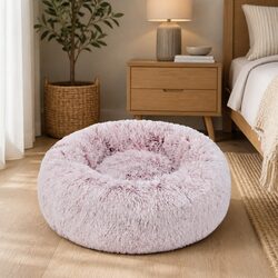 Premium Pet Donut Bed for Dogs and Cats - Pink Plush Comfort