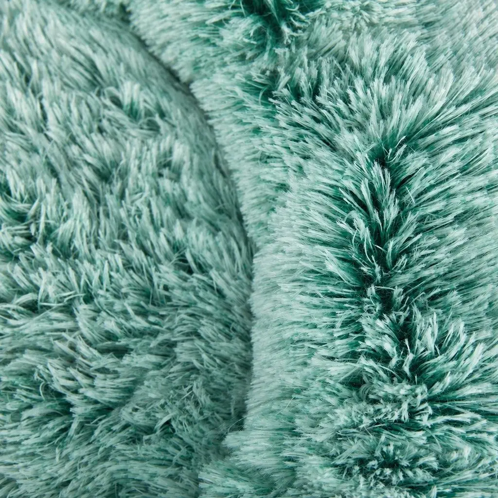 Medium Teal Plush Donut Pet Bed with Raised Rim