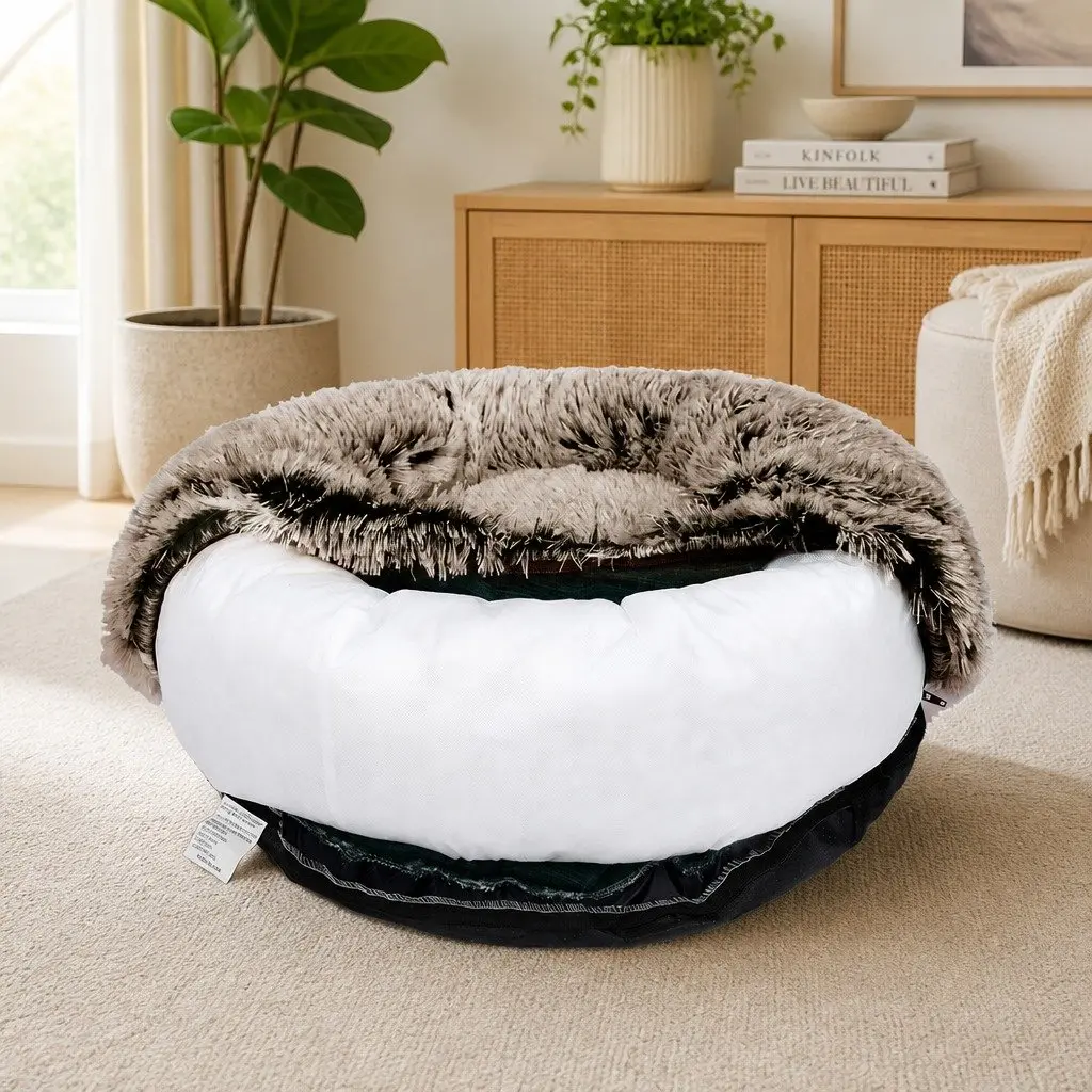 Dog Calming Bed Cover X-Large Removable Replacement Donut-Shaped Pet Bed Cover