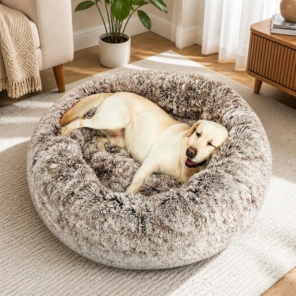 Dog Calming Bed Cover X-Large Removable Replacement Donut-Shaped Pet Bed Cover