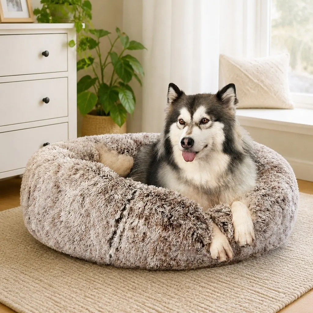 Dog Calming Bed Cover X-Large Removable Replacement Donut-Shaped Pet Bed Cover
