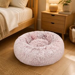 Replaceable Pet Bed Cover X-Large Donut Shape Calming Anxiety Relief Pink