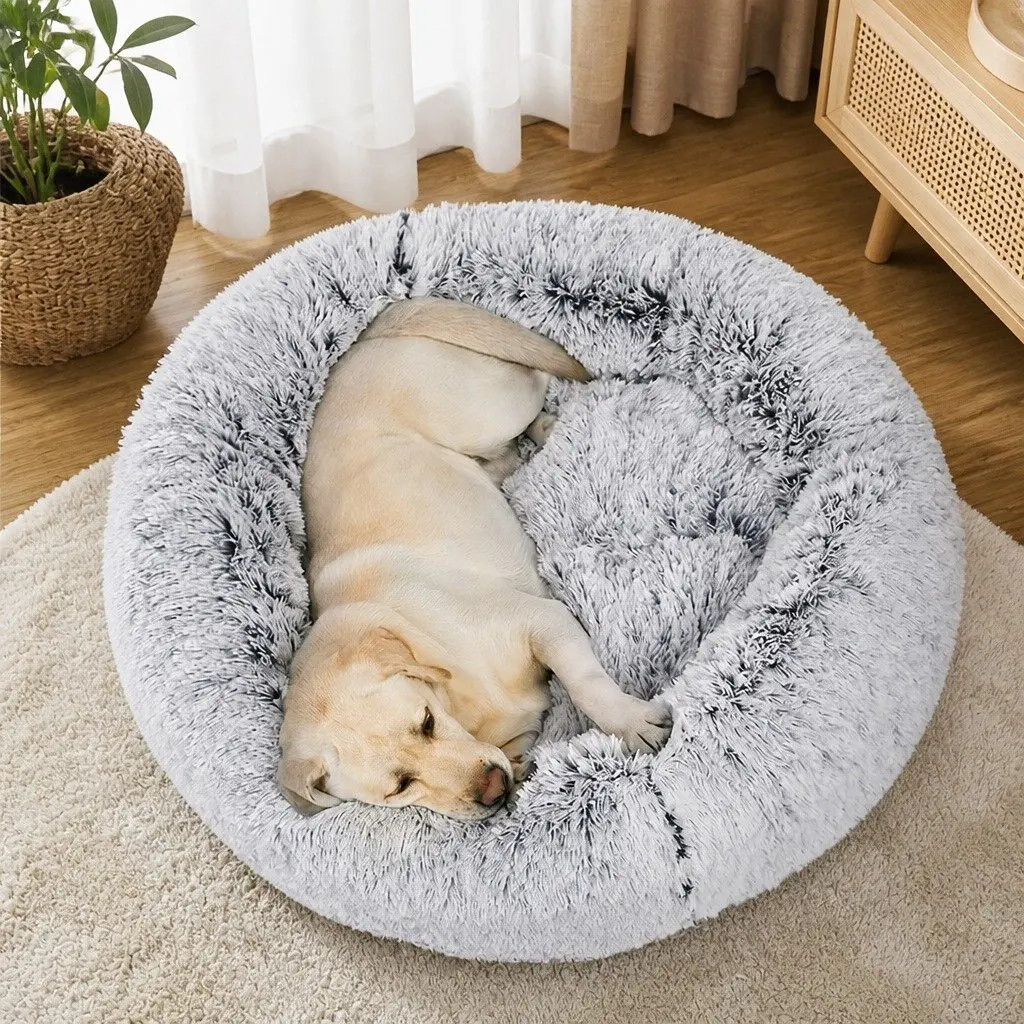 XXL Charcoal Donut-Shaped Pet Bed Removable Cover