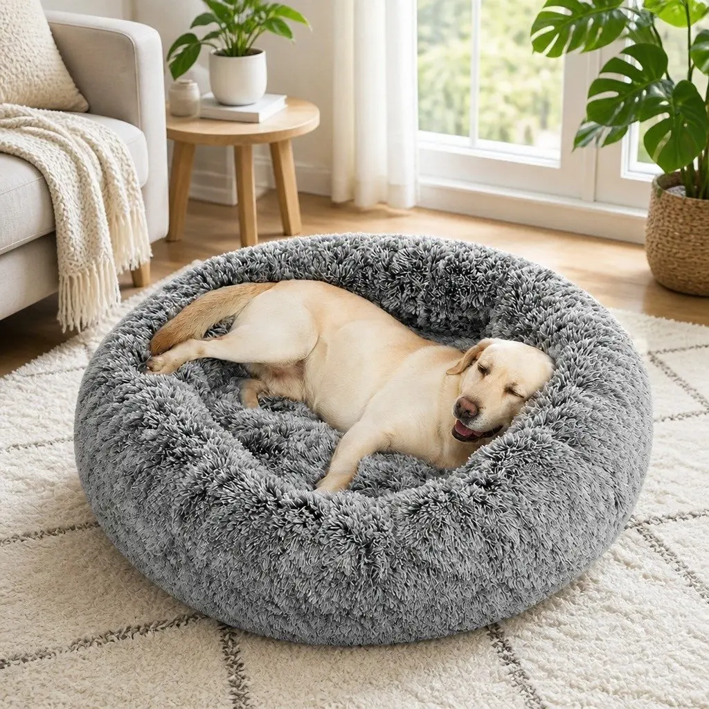 Pet Bed Plush Donut Nest XXL Charcoal