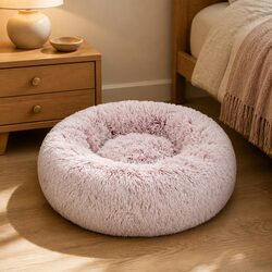 Calming Donut Pet Bed for Cats and Dogs – XXL Plush Pink