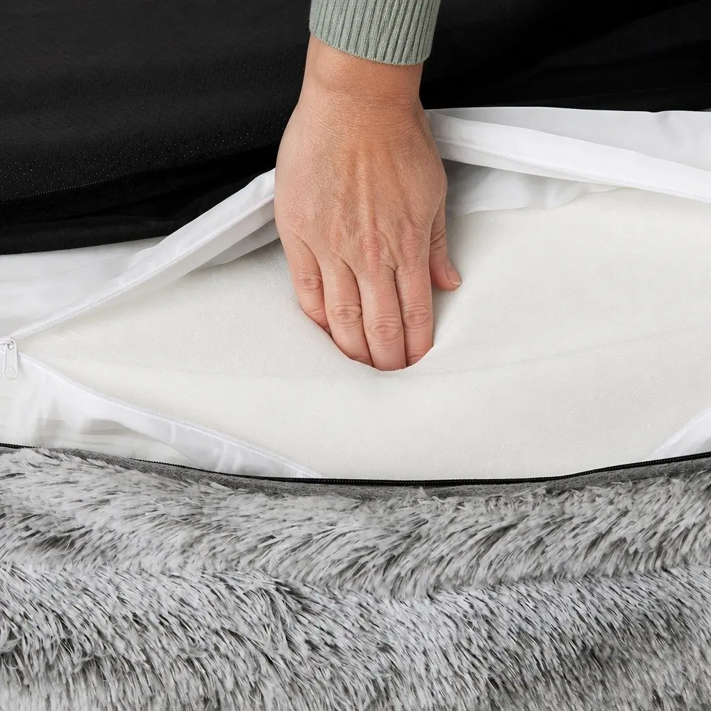 Large Dog Bed Memory Foam Plush Orthopedic Supportive Bolster Grey 112cm x 86.4cm x 23cm