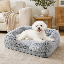 Orthopedic Medium Pet Bed with Supportive Bolster