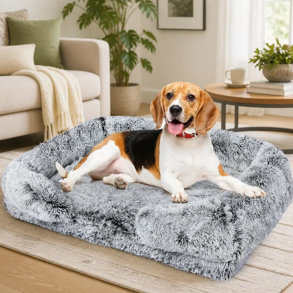 Orthopedic Medium Pet Bed with Supportive Bolster