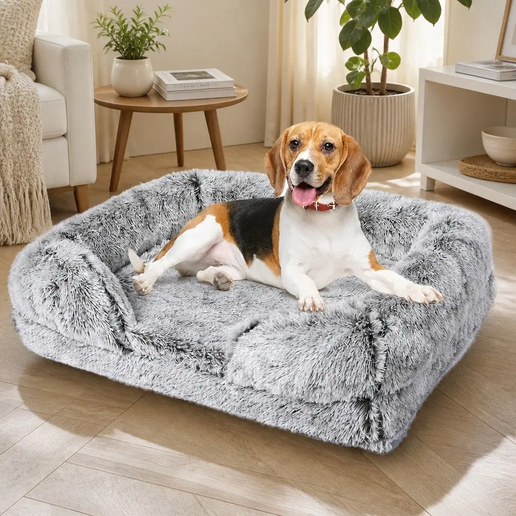 Orthopedic Medium Pet Bed with Supportive Bolster