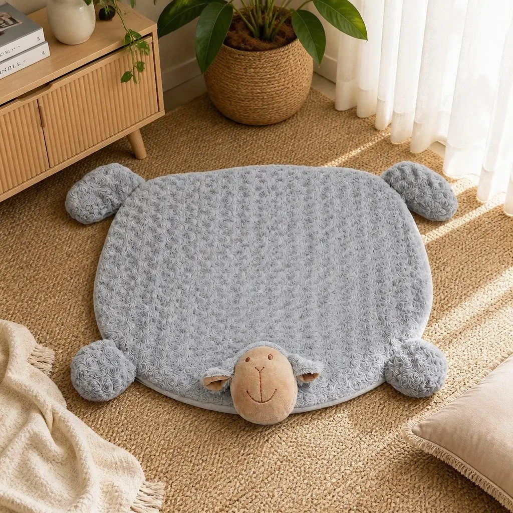 Plush Pet Bed with Squeaky Toys and Anti-Slip Base