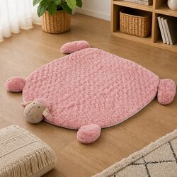 Large Plush Pet Bed with Squeaky Toys in Pink
